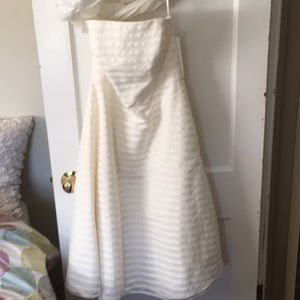 - David’s Bridal Cream Stripe Wedding Dress